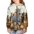 thumbnail image 4 of chaqlin Horses Hoodies for Girls Boys Size 6-7 Casual Zip Up Hoodies Sweatshirts Kids Long Sleeve Hooded Jacket Soft Drop Shoulder Cardigan Outerwear with Pocket, 4 of 5