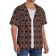 thumbnail image 2 of Fotbe Brown Gold Grid Camisa Estampada de Manga Corta para Hombre, Casual de Verano, Estilo Playero, Sin Arrugas-Medium, 2 of 5