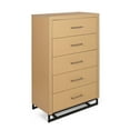 thumbnail image 2 of Noble House Cayuga Faux Wood 5 Drawer Dresser, Natural and Black, 2 of 9