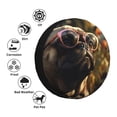 thumbnail image 4 of Fotbe Pug Wearing Sunglasses Flowers Funda de Llanta de Repuesto con Estampado, Engrosada, Ajuste Universal para Jeep, Remolque, RV, SUV, Camión-15 inch, 4 of 6