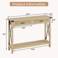 thumbnail image 2 of Towallmark 43" Rattan Console Table, Boho Entryway Table With Storage Drawers, Living Room Hallway Foyer Accent Table, Burlywood, 2 of 7