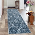 thumbnail image 2 of Haperlare Vintage Rug Runner 2'x6' Entryway Floral Area Rugs for Hallway Washable Low Pile Rugs for Bedroom Non Slip Kitchen Laundry Rug Navy Blue, 2 of 7