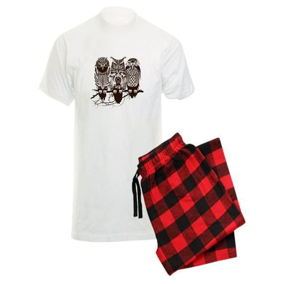 CafePress - Three Owls Pajamas - Men's Light Pajamas