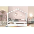 thumbnail image 2 of Bellemave  House Bed with Drawers Twin Size Platform Bed with Storage Playhouse Design Wooden House Bed Frame With Headboard and Footboard for Teens, White, 2 of 10