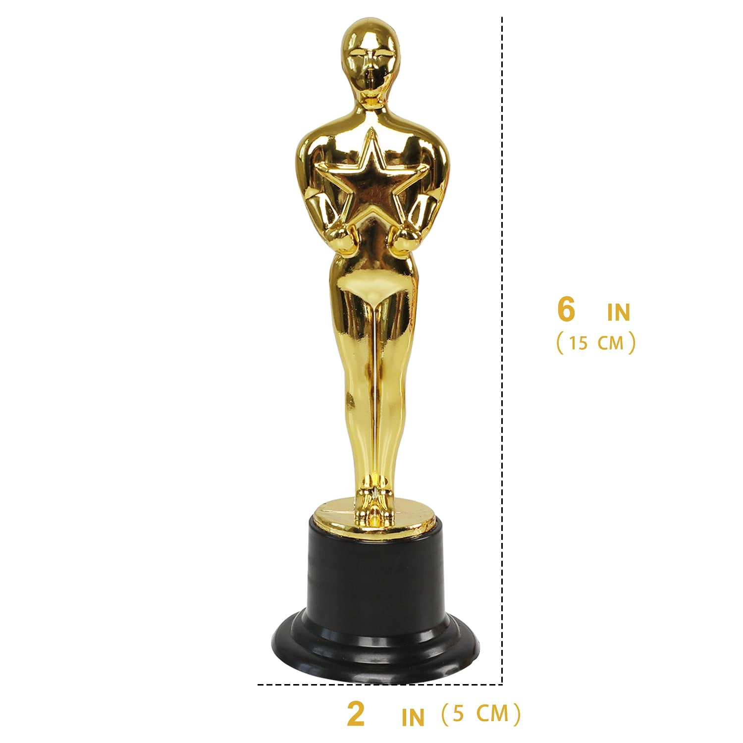 24 Pack Plastic Gold Star Award Trophies Statuette for Party Favors,School Award,Game Prize,Party Prize