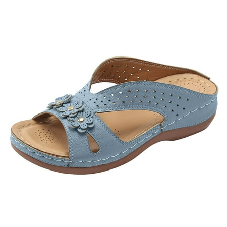

Mzoazpie Women s Summer Fashion Leather Warm Slippers for Women Flower Openwork Slippers Outdoor Womens Open Toe Slippers Beach Slippers