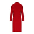thumbnail image 5 of Women's Ribbed Knit Sweater Dress Long Sleeve Button Crew Neck Midi Dresses Fashion Trendy Casual Trendy Outwear Fall Winter Outfits Casual Trendy Loungewear, 5 of 9