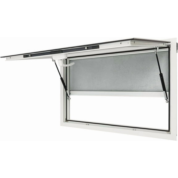 35” x 23” Concession Windows, Aluminum Alloy Food Truck Service Window with Up and Down Sliding Screen & Drag Hook & Awning Door Up to 85 Degrees, Serving Window for Food Trucks Concession Trailers