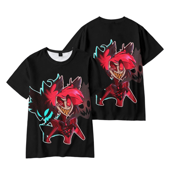 XUANXIAOJIANG Hazbin Hotel Alastor T-shirt Unisex Cotton Short Sleeved Shirt- Comfortable Casual Wear for Everyday Fashion