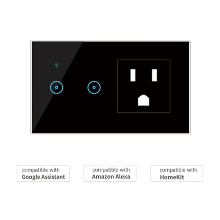 Smart Switch,Switch Outlet Remote Voice Wi-fi Switch Wall Outlet With 2 Compatible With Voice Compatible App Remote 2 Switch Voice Compatible 95- Wi-fi Wall Voice And Compatible