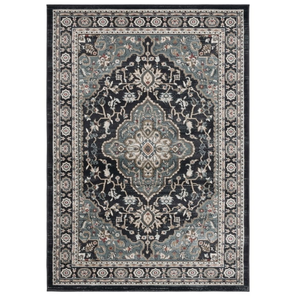 SAFAVIEH Lyndhurst Idella Floral Area Rug, Anthracite/Teal, 5'3" x 7'6"