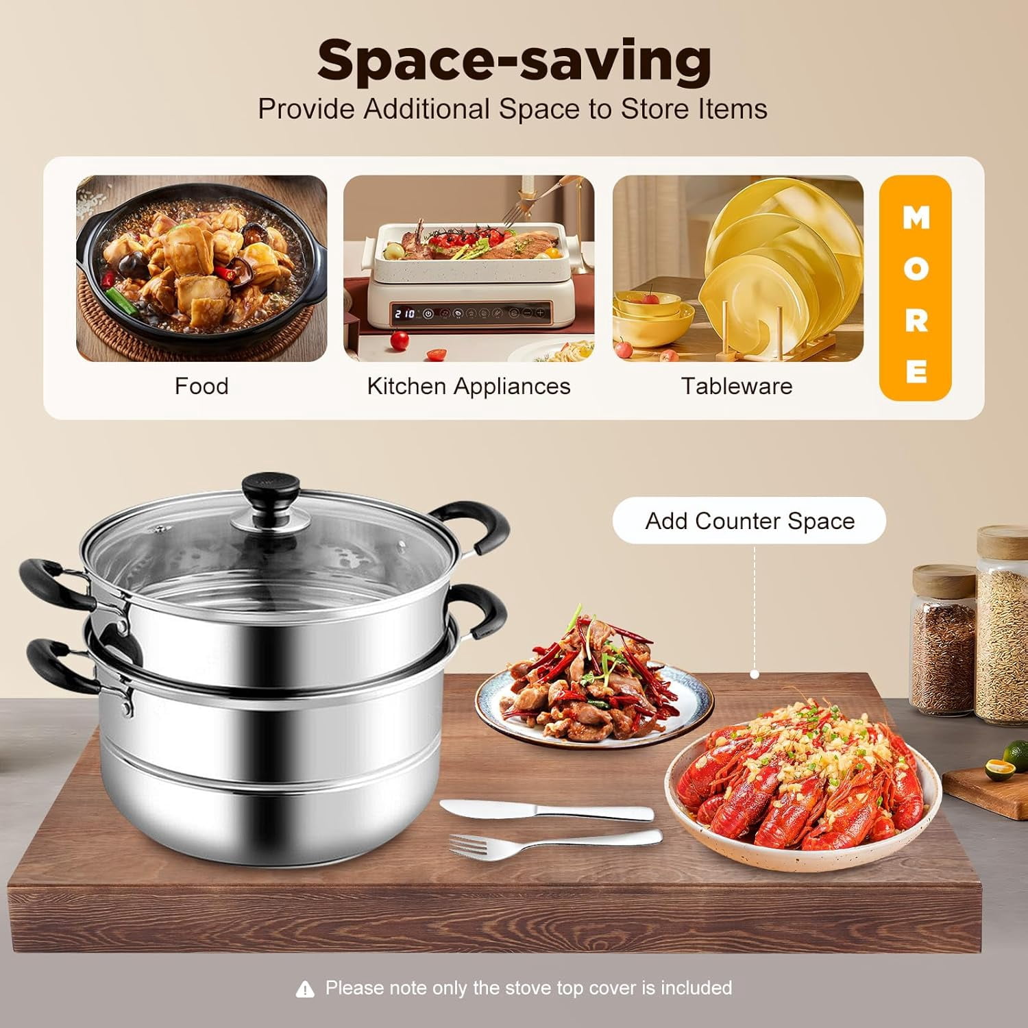 Miumaeov Stove Top Cover, Noodle Board with Built-in Handles, Durable Extra Thick Pine Wood Cookware for Gas Burners & Electric Stoves