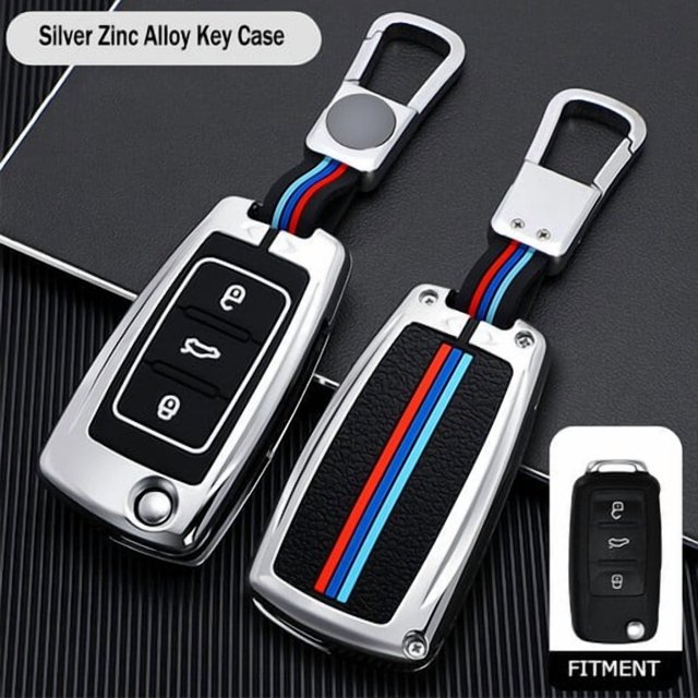 Car Key Fob Cover Case Protector Zinc Alloy Car Remote Key FOB Cover Case For VW Jetta Passat Golf 3 Button Shell