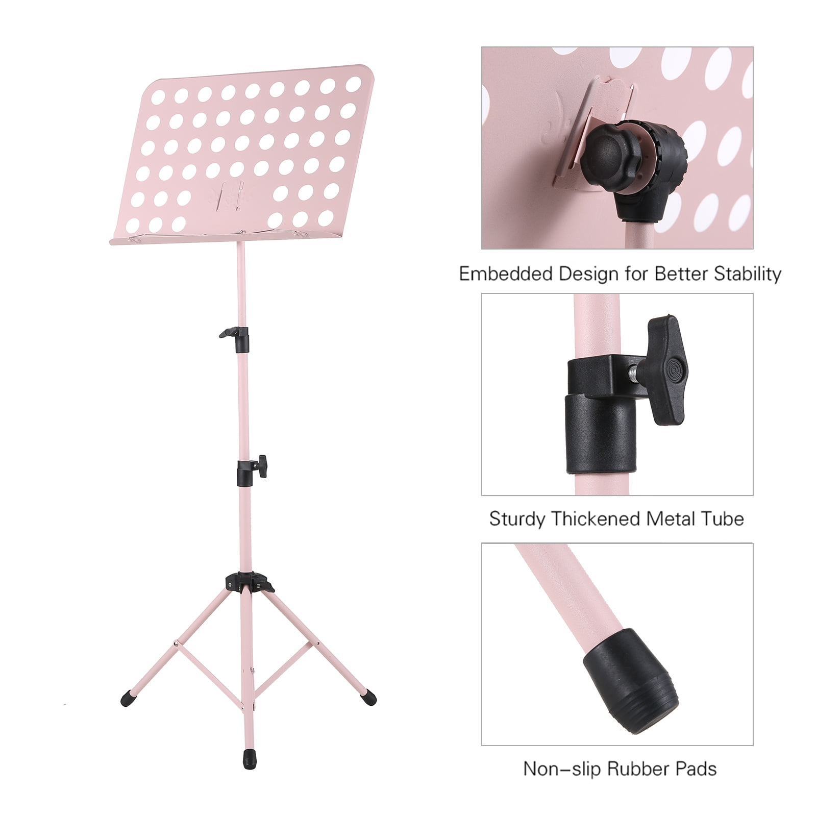music stands Pink Portable Metal Music Stand Adjustable Detachable for Piano Violin Guitar Sheet Music