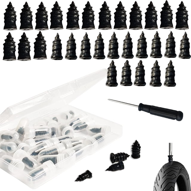 Ensemble de Réparation de Pneus de 30 Pcs, Vis Auto-Tapantes pour Réparation de Pneus d'Urgence de Voiture, Moto, Camion