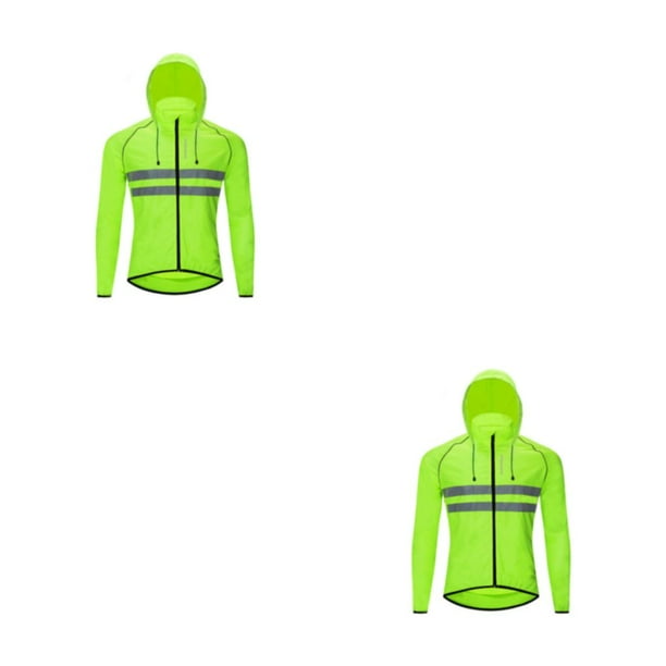 Chaqueta de ciclismo Naiovety con capucha rompevientos reflectante Verde XL/EUR L