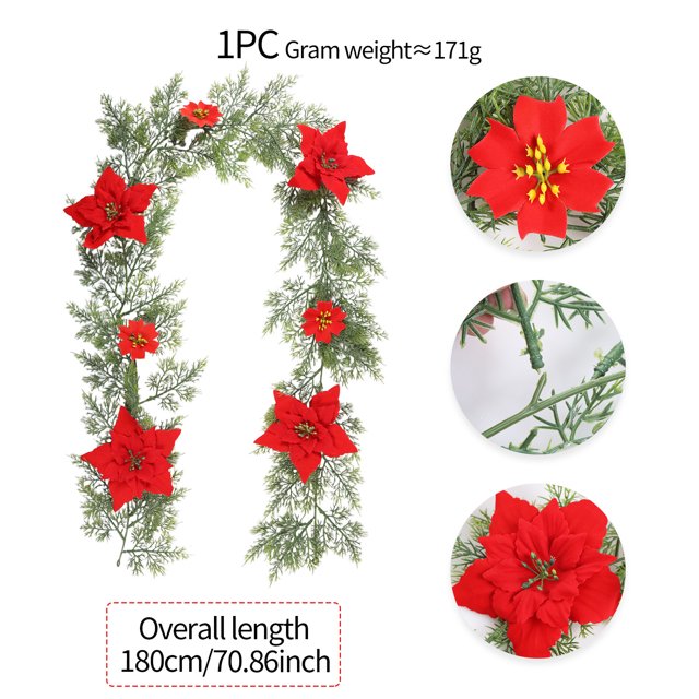 KER Ornement de Canne 180cm de Long avec Décor Rouge