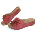 thumbnail image 5 of Slippers for Women,Stylish Opentoe Wedges With Leather Top And Flower Slippers Are Comfortable Shoes With Temperament,Womens Slippers,Red,7.5, 5 of 9