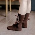 thumbnail image 4 of ZHAOCHENG Calcetines unisex hasta la rodilla para bebés, niñas y niños pequeños, medias de punto elásticas con decoración de pompones, calentadores de piernas L, 4 of 5