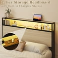 thumbnail image 7 of Fluest Full Bed Frame with 2-Tier Storage Headboard, USB Port and LED Light, 4 Storage Drawers, Begie, 7 of 7
