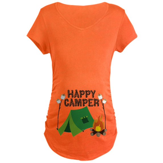 CafePress - Happy Camper Maternity T Shirt - Maternity Dark T-Shirt