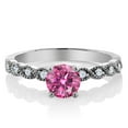 thumbnail image 2 of Gem Stone King 925 Sterling Silver Ring Round Pink Moissanite and (0.92 Cttw, Size 9), 2 of 2
