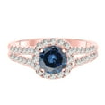 thumbnail image 2 of AoneJewelry 1.25 Carat Halo Style Engagement Ring (size 5-9) With Round Shape Blue and White Diamonds Crafted in 14K Solid Rose Gold Sold, 2 of 5