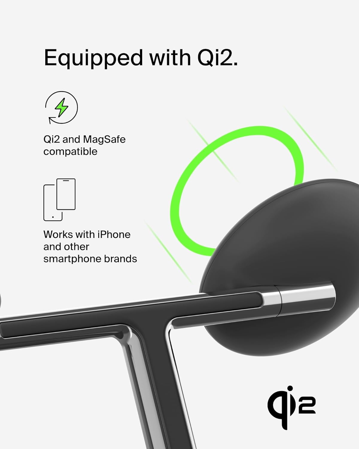 Open Box Belkin MagSafe Charger Compatible 3-in-1 Wireless Charging Stand 15W - Qi2-Certified Wireless Charger, Fast Charging iPhone Charger for iPhone 16, AirPods, Apple Watch, & More (PSU Included) - Black