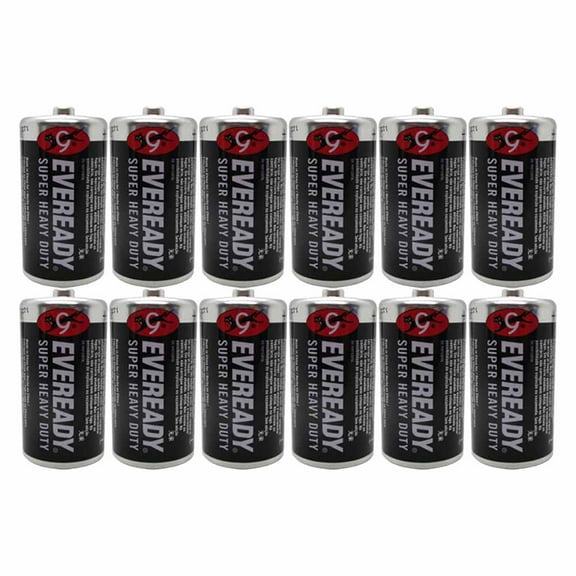 Eveready Super Heavy Duty C Batteries, 12 Pack