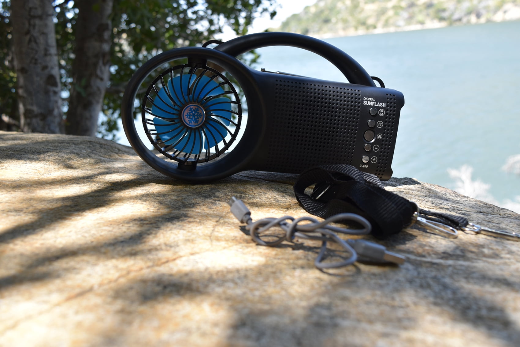 Multi-Functional Portable Rechargeable Indoor Outdoor Solar Bluetooth Speaker Built-in Flashlight With Cooling Fan Camping Radio