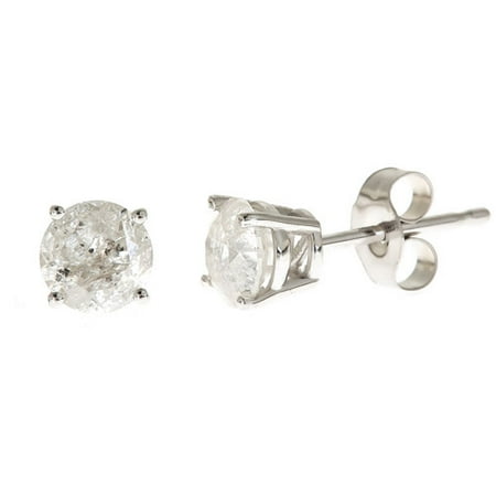 1 Carat T.W. Round White Diamond 14kt White Gold Stud Earrings, IGL certified