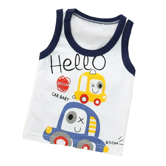 CONZONE Toddler Boys Tank Tops Cartoon Car Graphic Sleeveless T-Shirt for Boys Crew Neck Lightweight Loose Fit Kids Spring Summer Tops
