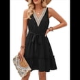 thumbnail image 3 of Vestidos de Verano para Mujer, Sin Mangas, Informales, Holgados, con Vuelo, Midi Negro M, 3 of 10