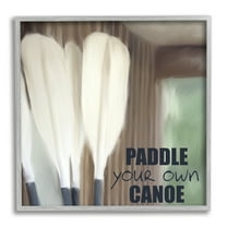 Stupell Industries Paddle Your Own Canoe Inspirational Painting Gray Framed Art Print Wall Art, 12 x 12