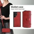 thumbnail image 2 of Dteck Detachable 2 in 1 Wallet Case for Samsung Galaxy S25 Ultra with Wrist Strap,Crossbody Shoulder Strap, Magnetic 9+ Card Slots Zipper Purse Phone Cover, Red, 2 of 8