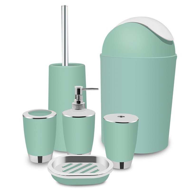 6 Piece Plastic Bathroom Accessory Set
