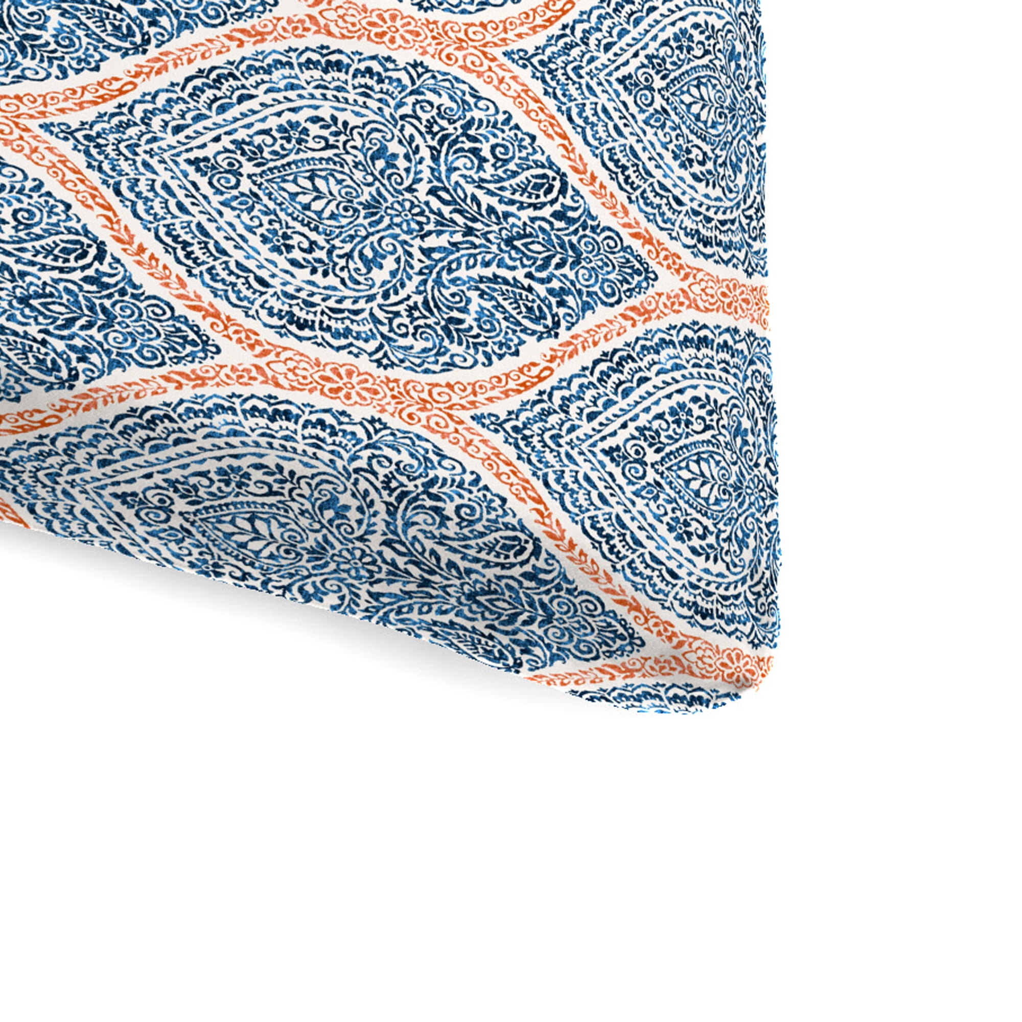 Jordan Manufacturing 74" x 22" Andorra Tiger Lily Navy Damask Rectangular Outdoor Chaise Lounge Cushion with Ties