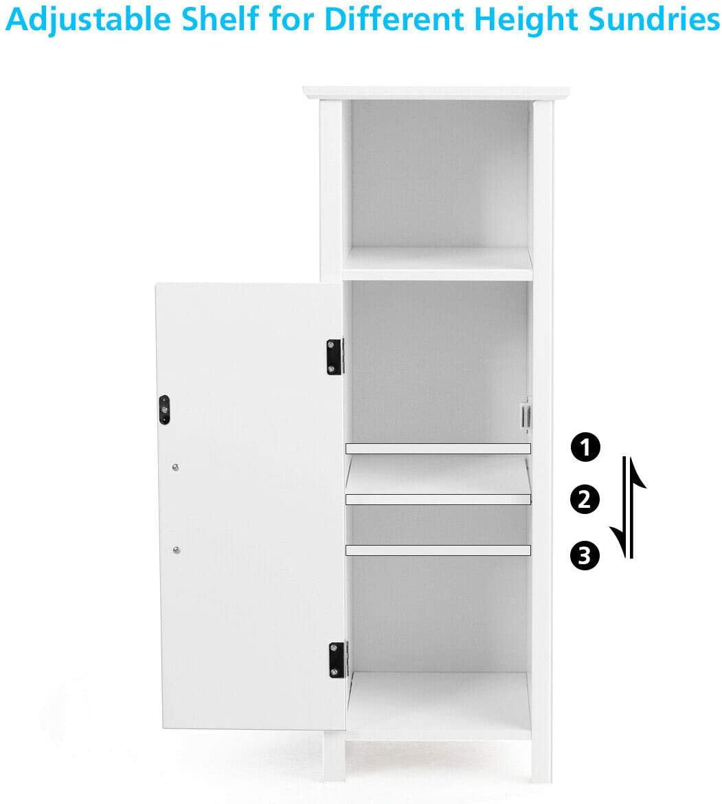 31.90 High Bathroom Storage Cabinet, White Floor Cabinet with 3