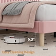 thumbnail image 4 of Twin Size Bed Frame, Upholstered Platform Bed Frame with Vertical Channel Tufted Adjustable Headboard, Strong Wooden Slats Support, 4 of 6