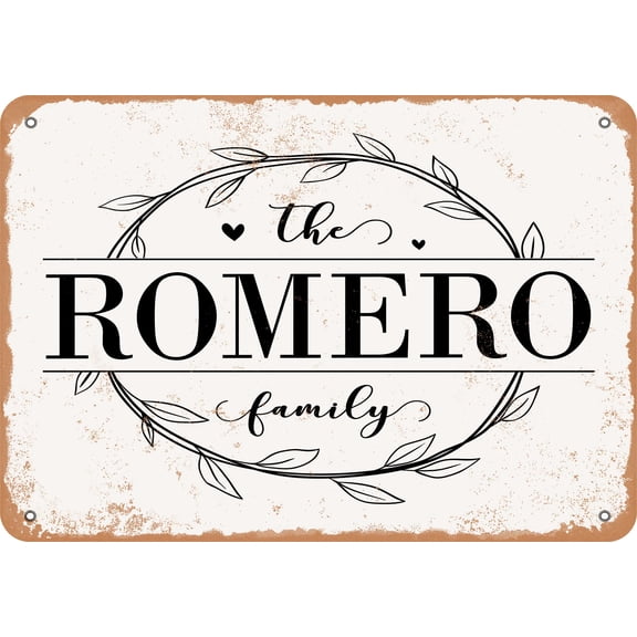 7 x 10 Metal Sign - The Romero Family (Style 1) - Vintage Rusty Look