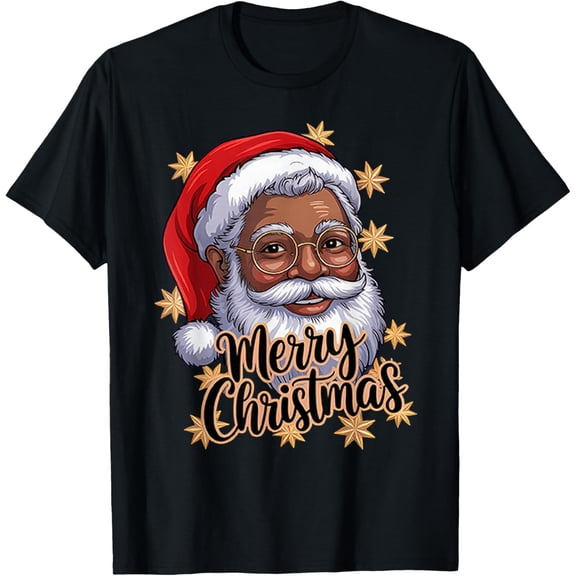 African American Santa Christmas Pajama Black T-Shirt- American fashion hot selling casual retro high quality 100% cotton T-shirt 1 piece