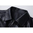 thumbnail image 5 of Men's PU Leather Jacket with Shoulder Padding, Collared Motorcycle Coat, Stylish and Durable Outerwear for Everyday Use, 5 of 17
