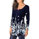 thumbnail image 4 of Camisa de mujer Minnieouse poliéster cuello en V estampado de flores Azul S, 4 of 6