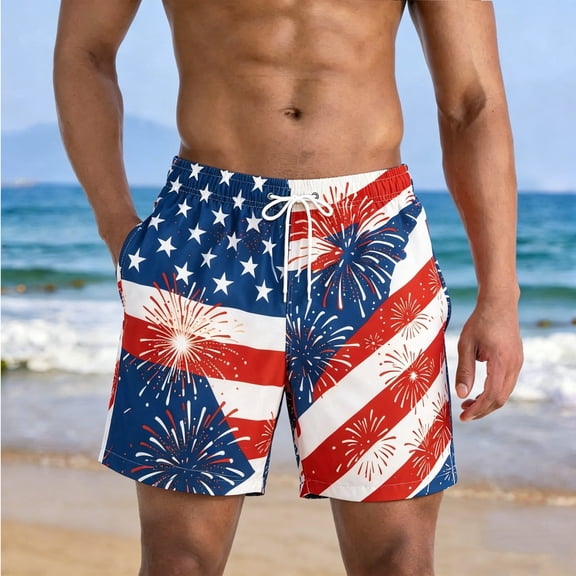 MADHERO Mens Swim Trunks with Lining Quick Dry Summer Funny Printing Beach Shorts