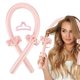 thumbnail image 1 of Rizadores de pelo sin calor, kit de cinta de seda para usar durante la noche, para cabello largo, encrespado, espuma suave, rosa., 1 of 5