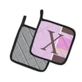thumbnail image 2 of Letter X Initial Monogram - Pink Stripes Pair of Pot Holders, 2 of 2