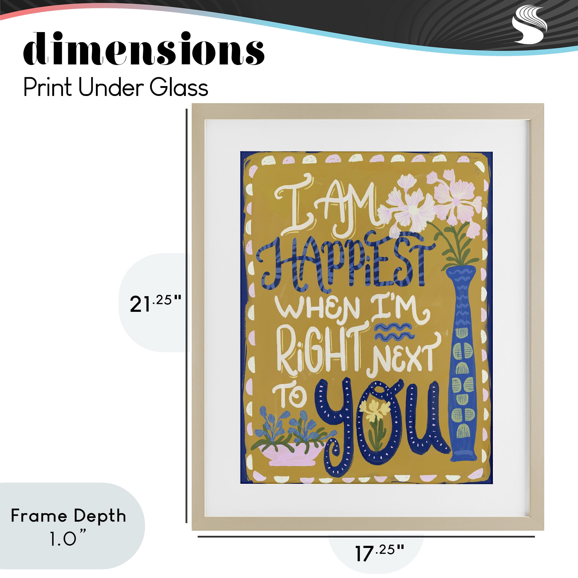 Stupell Industries Happiest Next To You Birch Framed Print Under Glass, design by Connie Summers