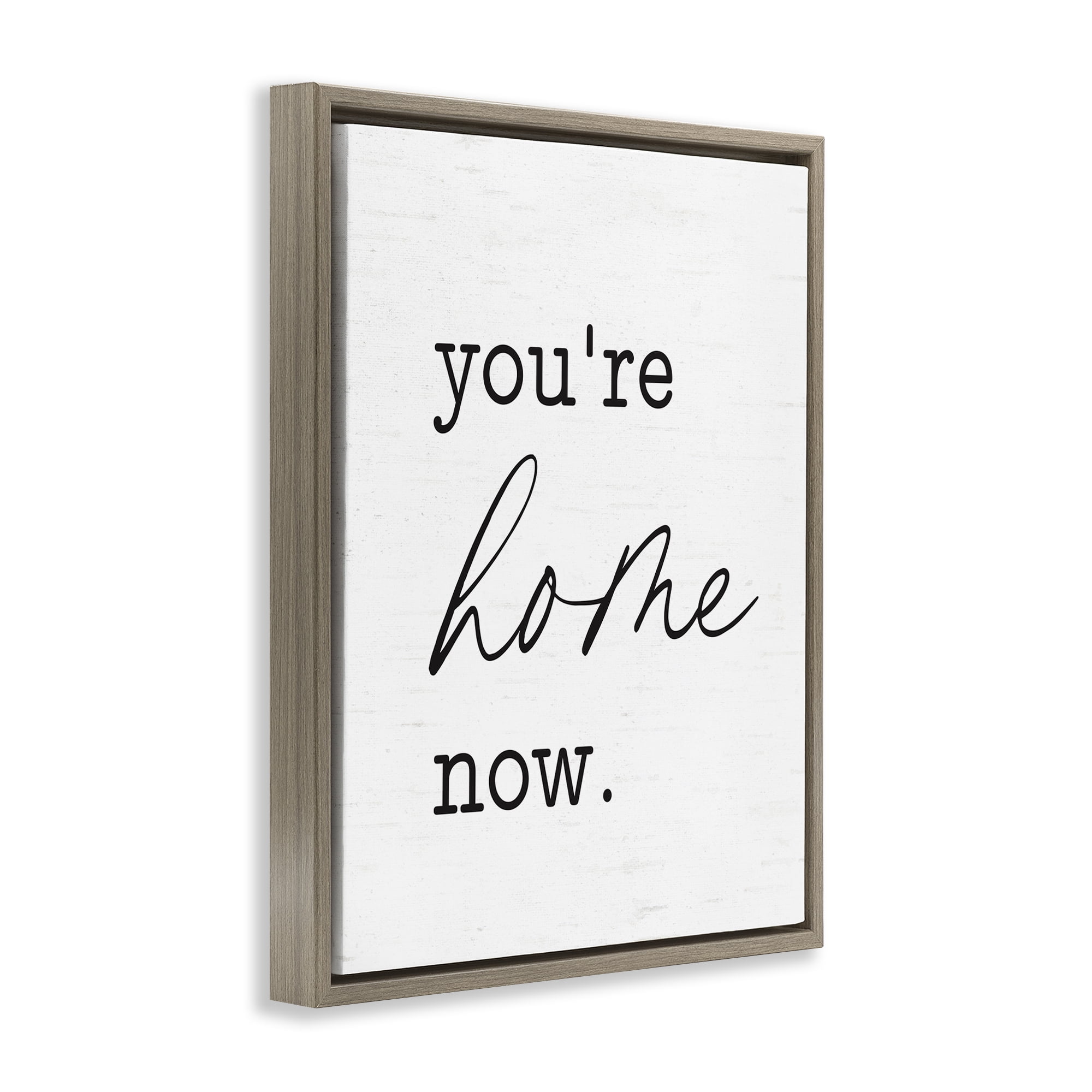 Stupell Industries You're Home Now Text & Numbers Painting Brown Floater Framed Canvas Art Print Wall Art, 25 x 31