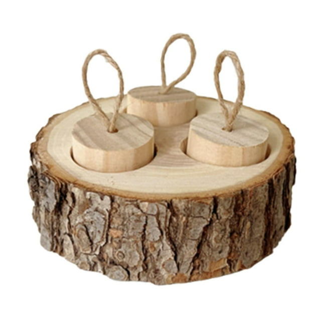koolsoo Foraging Feeder Toy Treats Dispenser Animal Funny Interactive Puzzle Game Enrichment Foraging Toy Wood for Rabbits Small Pets wood color