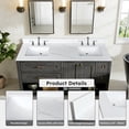 thumbnail image 5 of Montary 61-inch Quartz Bathroom Vanity Top with Undermounted Double Bowl Sink & 4 Inch High Backsplash, 3/4" Thick Quartz Stone Vanity Sink Tops with Pre-Drilled Holes, Calacatta White, 5 of 8